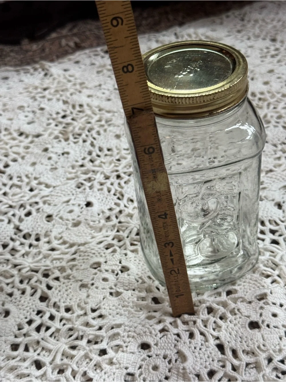Vintage Kerr Mason Jar Embossed Fruit Design